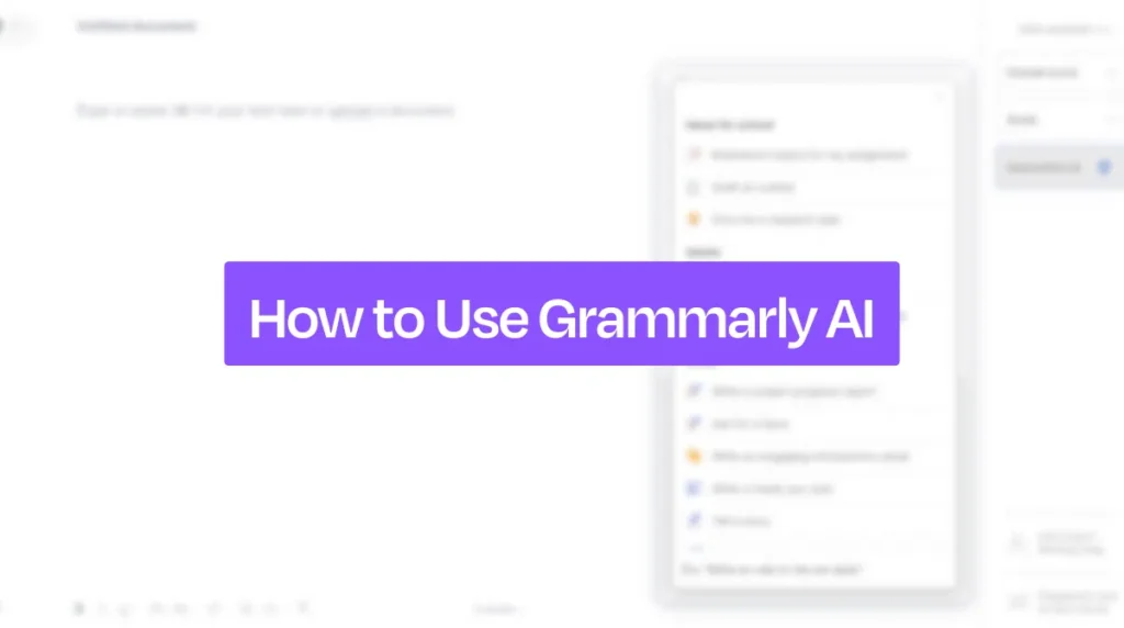 Grammarly dashboard with AI suggestions, tone check, and score.